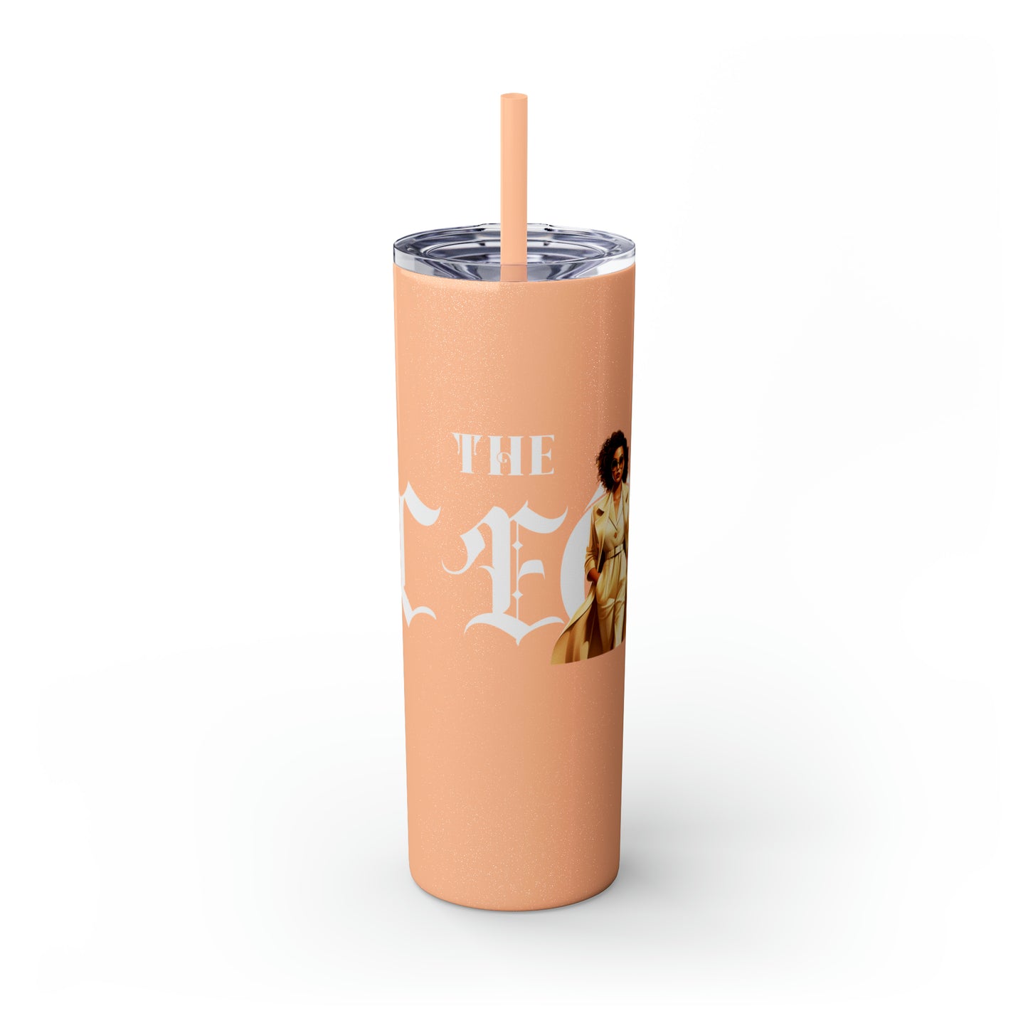 THE CEO: Lady Boss Graphic Skinny Tumbler with Straw, 20oz (Black, Black Glitter, Lilac, Magic Pink, Blush Pink, & Dusty Rose - All Glitter Finishes)