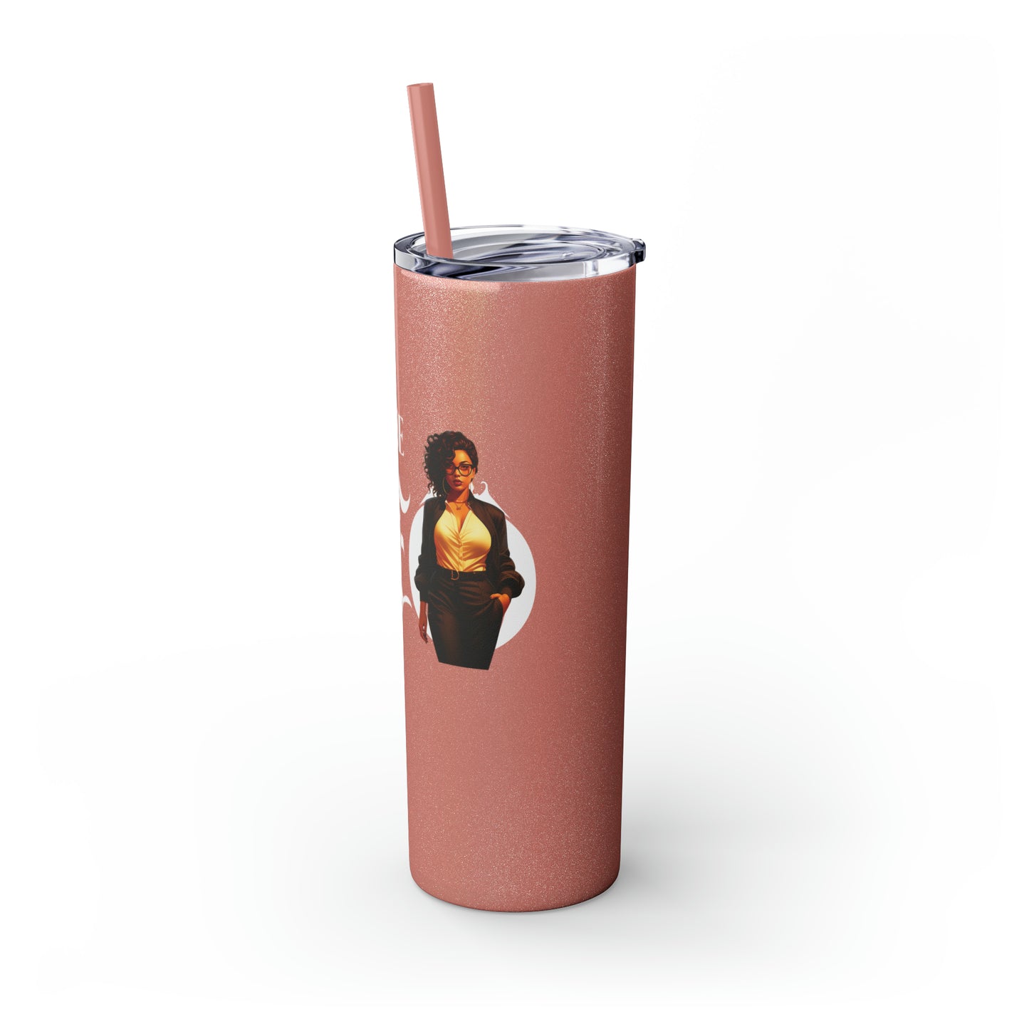 THE CEO: Lady Boss Graphic Skinny Tumbler with Straw, 20oz (Black, Black Glitter, Lilac, Magic Pink, Blush Pink, & Dusty Rose - All Glitter Finishes)