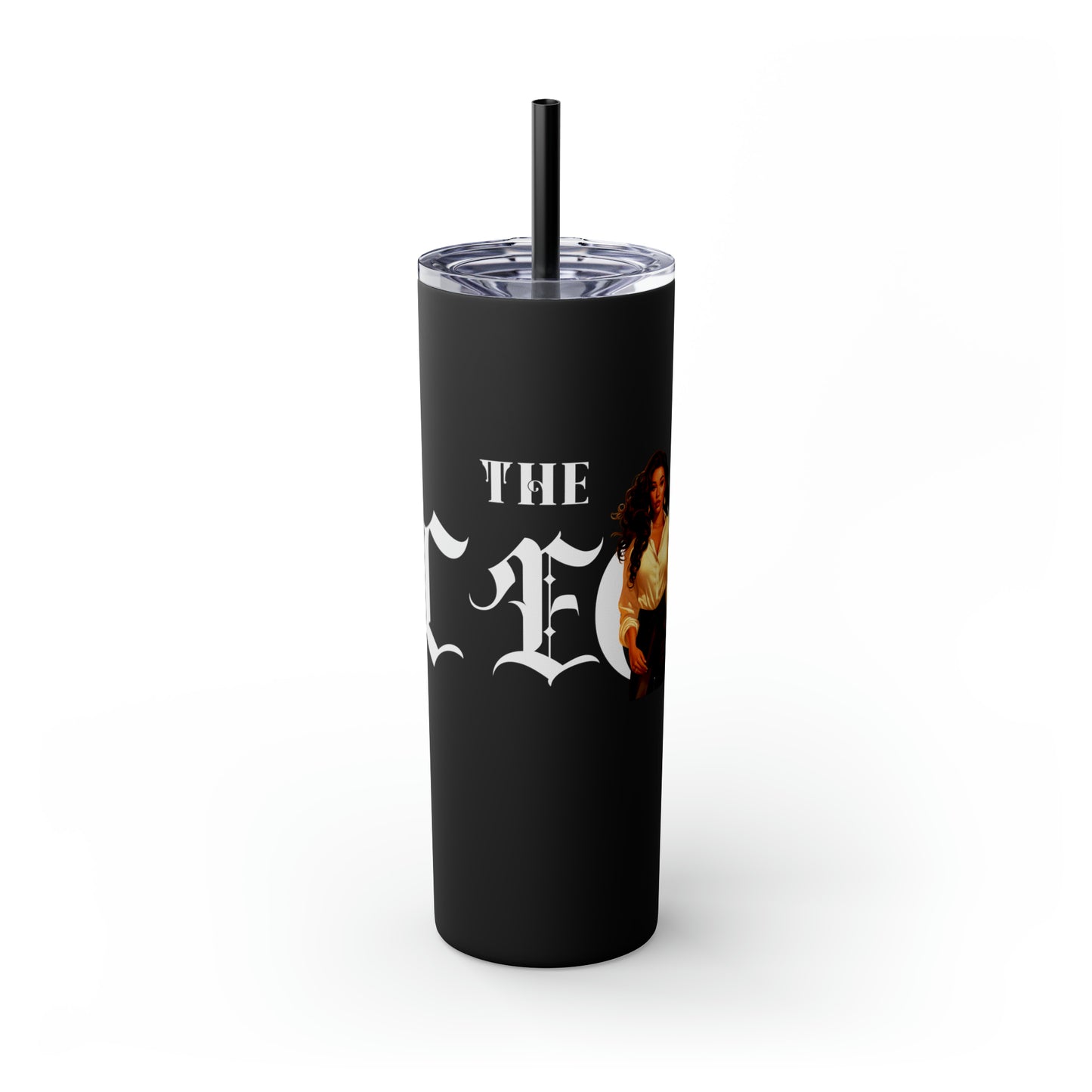 THE CEO: Lady Boss Graphic Skinny Tumbler with Straw, 20oz (Black, Black Glitter, Lilac, Magic Pink, Blush Pink, Dusty Rose - All Glitter Finishes)