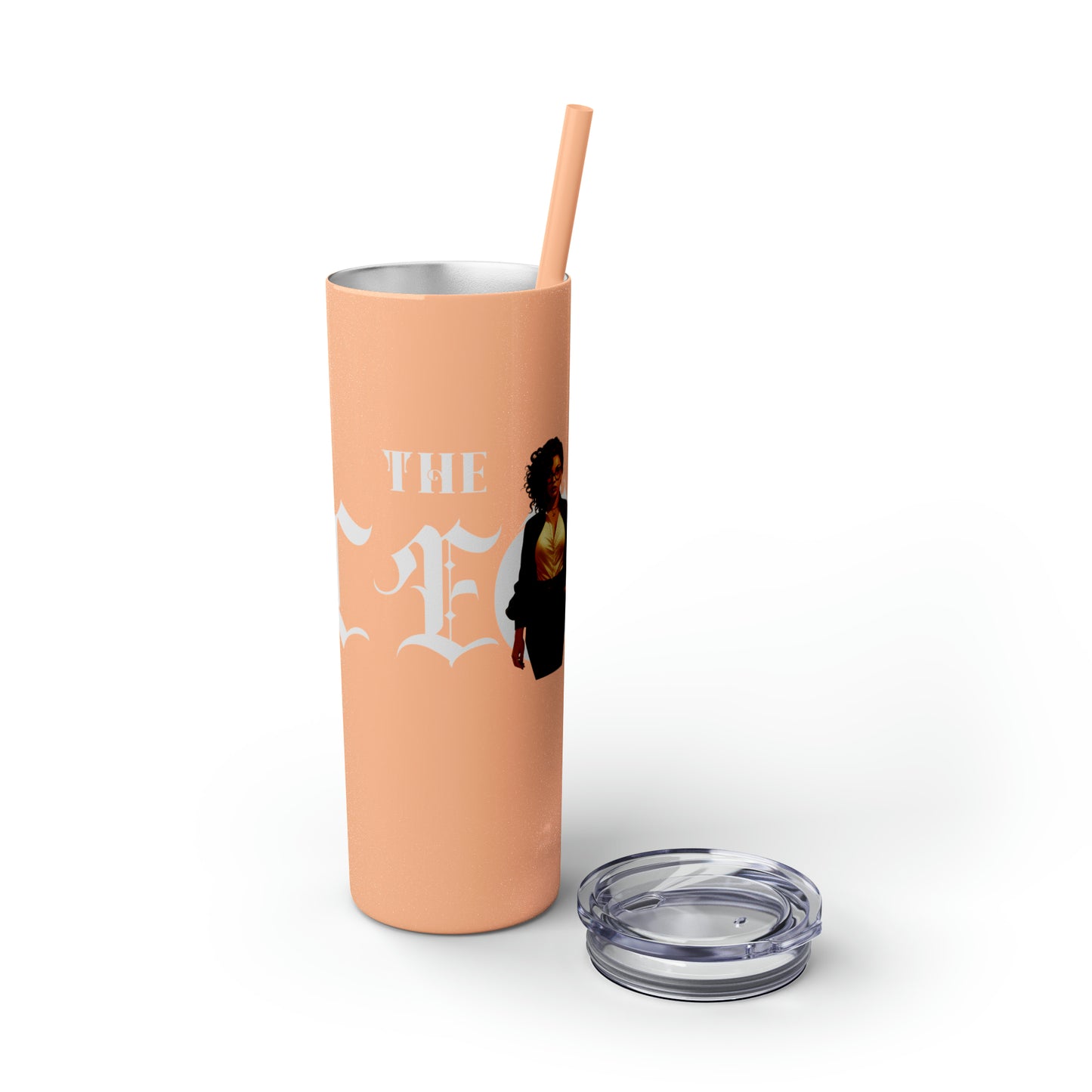 THE CEO: Lady Boss Graphic Skinny Tumbler with Straw, 20oz (Black, Black Glitter, Lilac, Magic Pink, Blush Pink, & Dusty Rose - All Glitter Finishes)