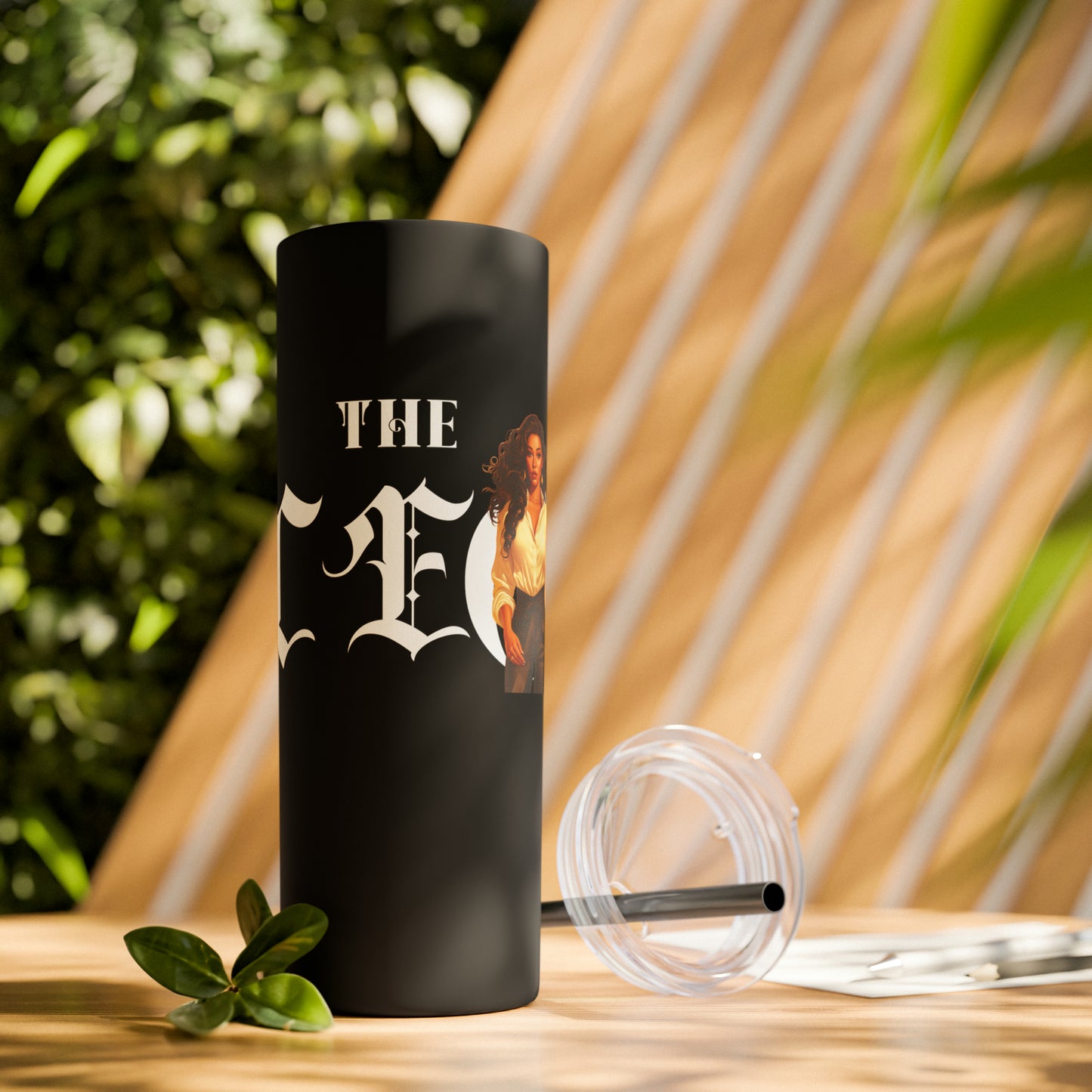 THE CEO: Lady Boss Graphic Skinny Tumbler with Straw, 20oz (Black, Black Glitter, Lilac, Magic Pink, Blush Pink, Dusty Rose - All Glitter Finishes)