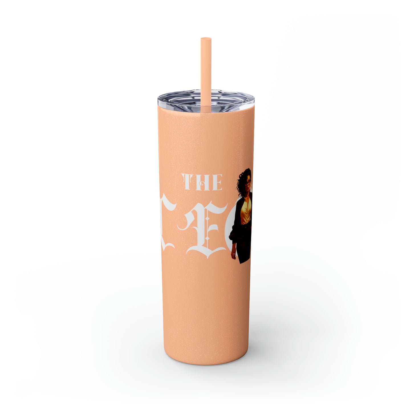 THE CEO: Lady Boss Graphic Skinny Tumbler with Straw, 20oz (Black, Black Glitter, Lilac, Magic Pink, Blush Pink, & Dusty Rose - All Glitter Finishes)