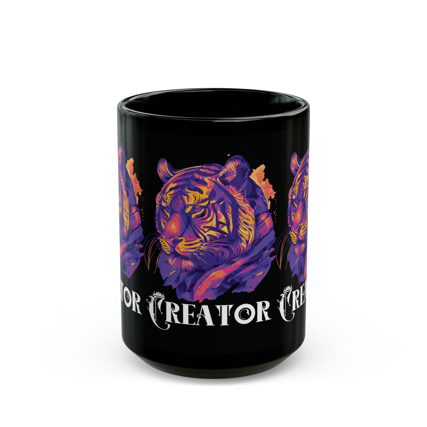 CREATOR: Tiger Graphic Glossy Black Mug (11oz, 15oz)