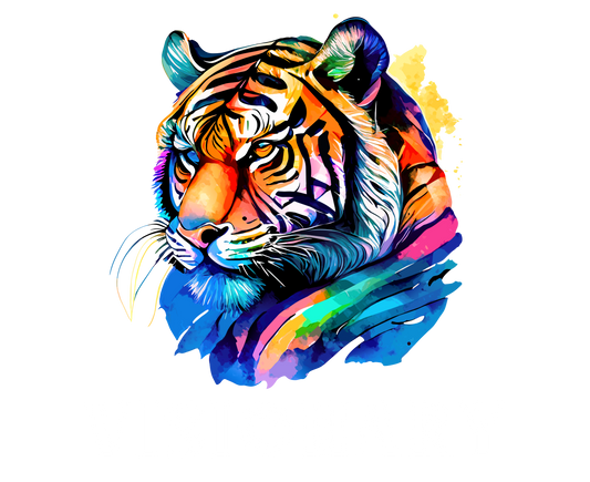 VISIONARY: Tiger Graphic Skinny Tumbler with Straw, 20oz (Black Matte Finish or Black Glitter Glossy Finish)