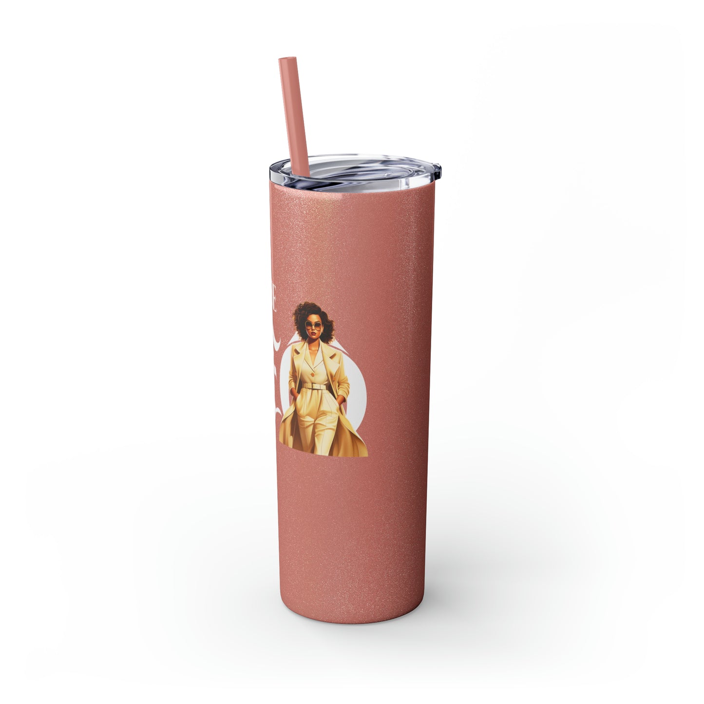 THE CEO: Lady Boss Graphic Skinny Tumbler with Straw, 20oz (Black, Black Glitter, Lilac, Magic Pink, Blush Pink, & Dusty Rose - All Glitter Finishes)