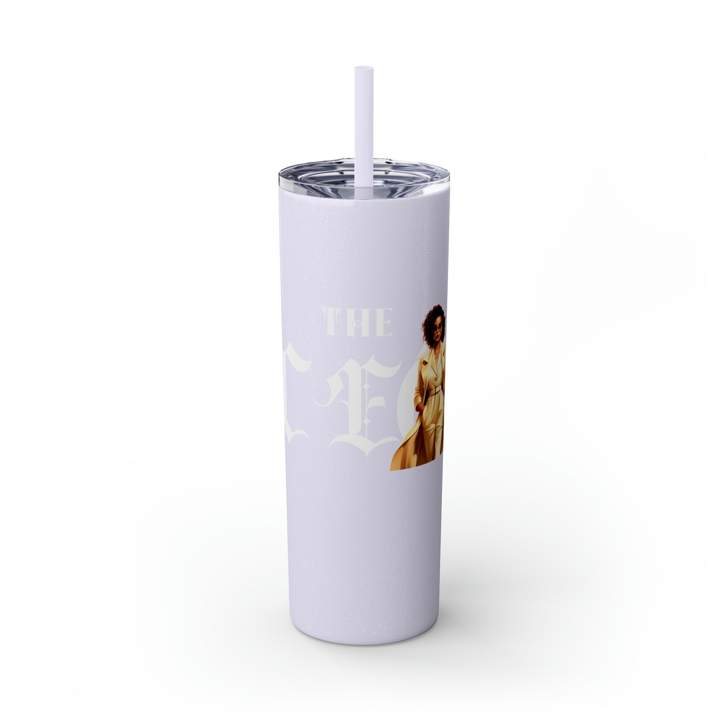 THE CEO: Lady Boss Graphic Skinny Tumbler with Straw, 20oz (Black, Black Glitter, Lilac, Magic Pink, Blush Pink, & Dusty Rose - All Glitter Finishes)