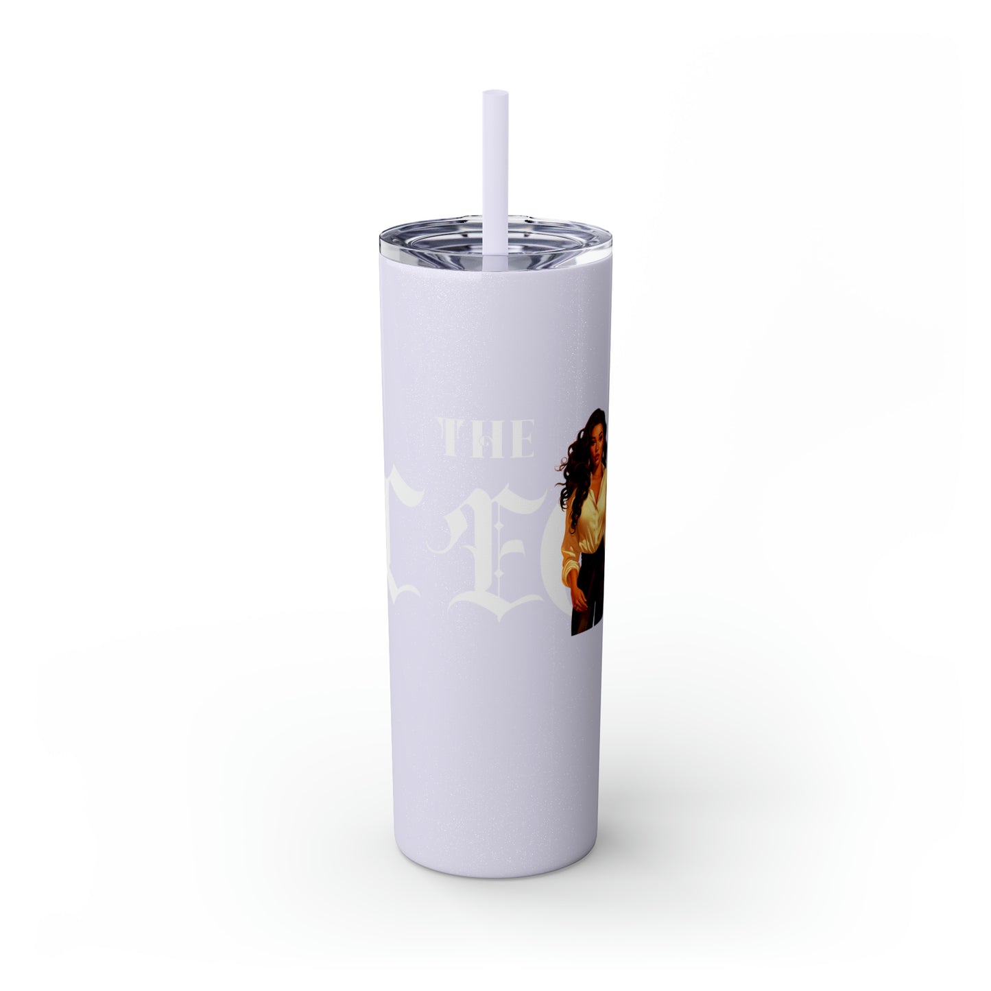 THE CEO: Lady Boss Graphic Skinny Tumbler with Straw, 20oz (Black, Black Glitter, Lilac, Magic Pink, Blush Pink, Dusty Rose - All Glitter Finishes)