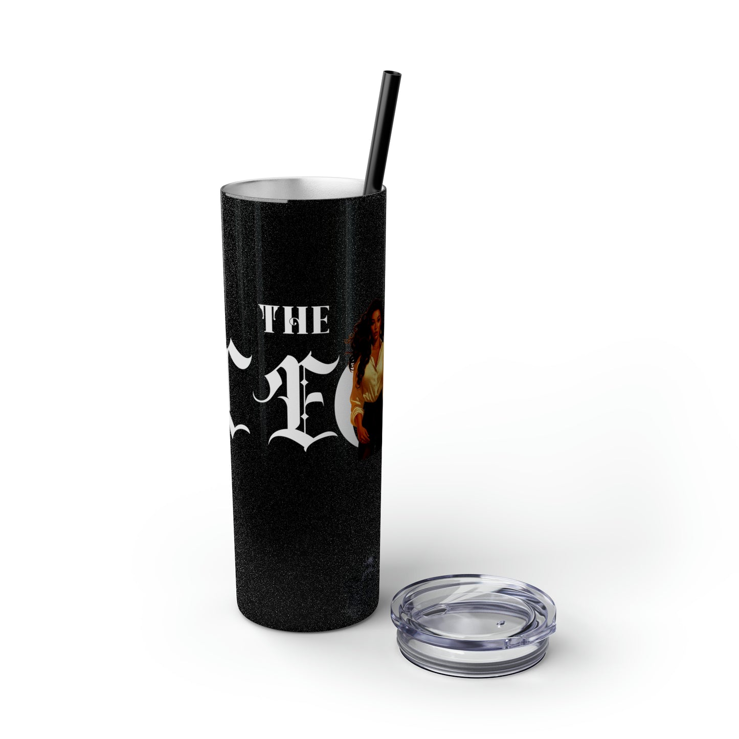 THE CEO: Lady Boss Graphic Skinny Tumbler with Straw, 20oz (Black, Black Glitter, Lilac, Magic Pink, Blush Pink, Dusty Rose - All Glitter Finishes)