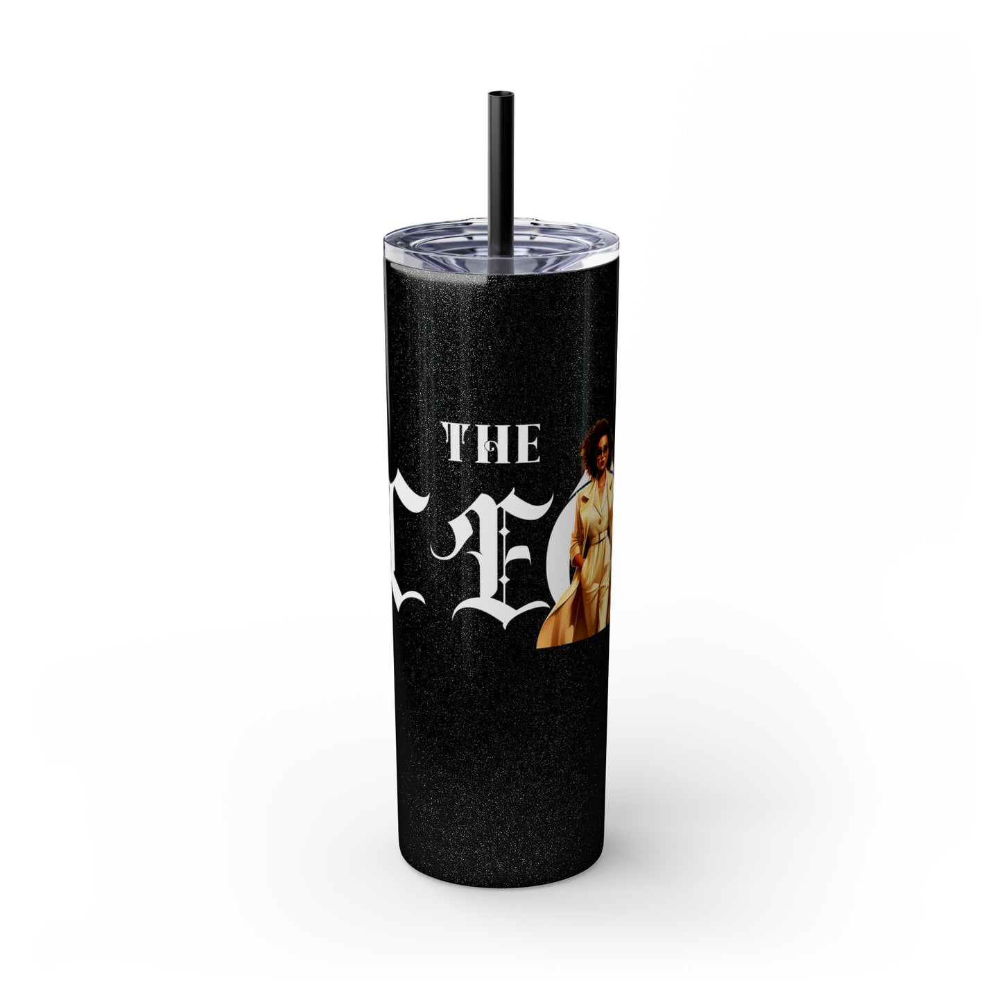 THE CEO: Lady Boss Graphic Skinny Tumbler with Straw, 20oz (Black, Black Glitter, Lilac, Magic Pink, Blush Pink, & Dusty Rose - All Glitter Finishes)