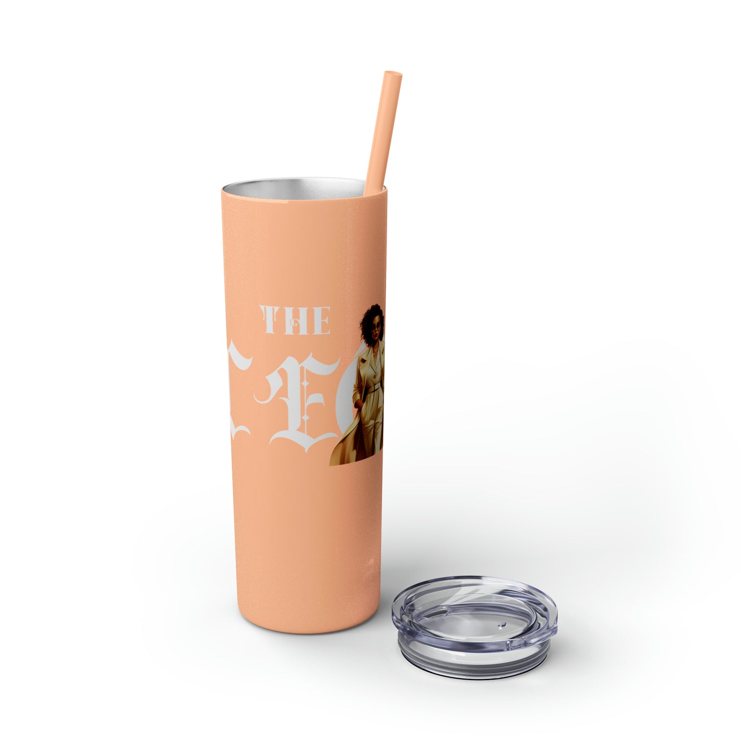 THE CEO: Lady Boss Graphic Skinny Tumbler with Straw, 20oz (Black, Black Glitter, Lilac, Magic Pink, Blush Pink, & Dusty Rose - All Glitter Finishes)