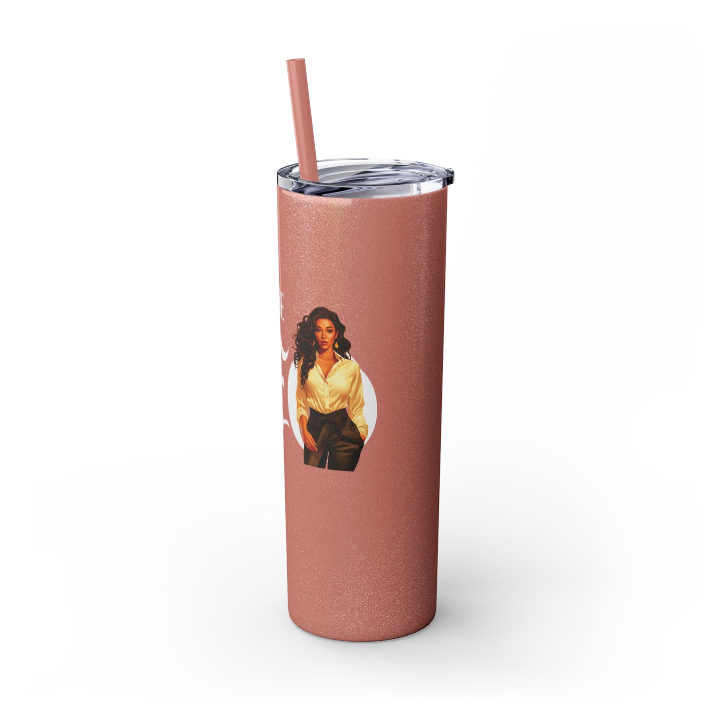 THE CEO: Lady Boss Graphic Skinny Tumbler with Straw, 20oz (Black, Black Glitter, Lilac, Magic Pink, Blush Pink, Dusty Rose - All Glitter Finishes)