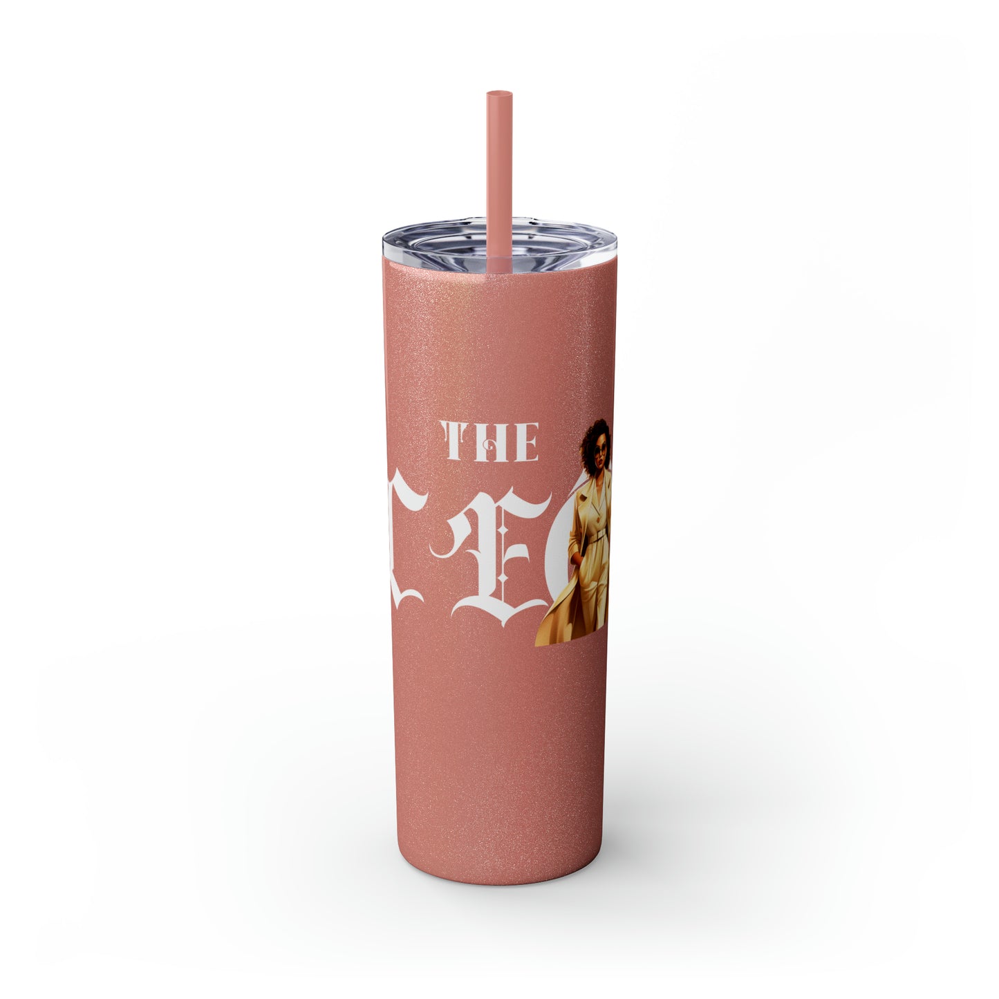 THE CEO: Lady Boss Graphic Skinny Tumbler with Straw, 20oz (Black, Black Glitter, Lilac, Magic Pink, Blush Pink, & Dusty Rose - All Glitter Finishes)