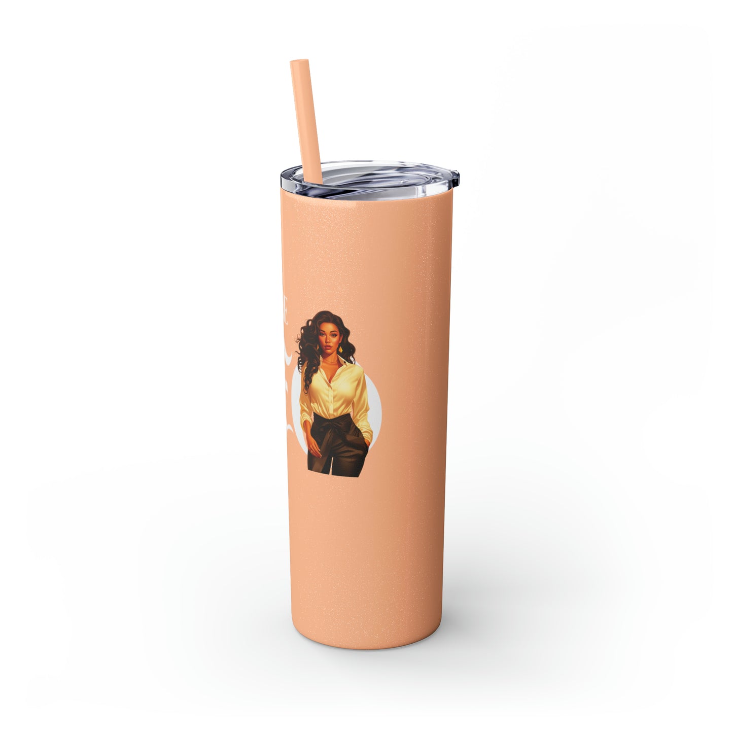THE CEO: Lady Boss Graphic Skinny Tumbler with Straw, 20oz (Black, Black Glitter, Lilac, Magic Pink, Blush Pink, Dusty Rose - All Glitter Finishes)