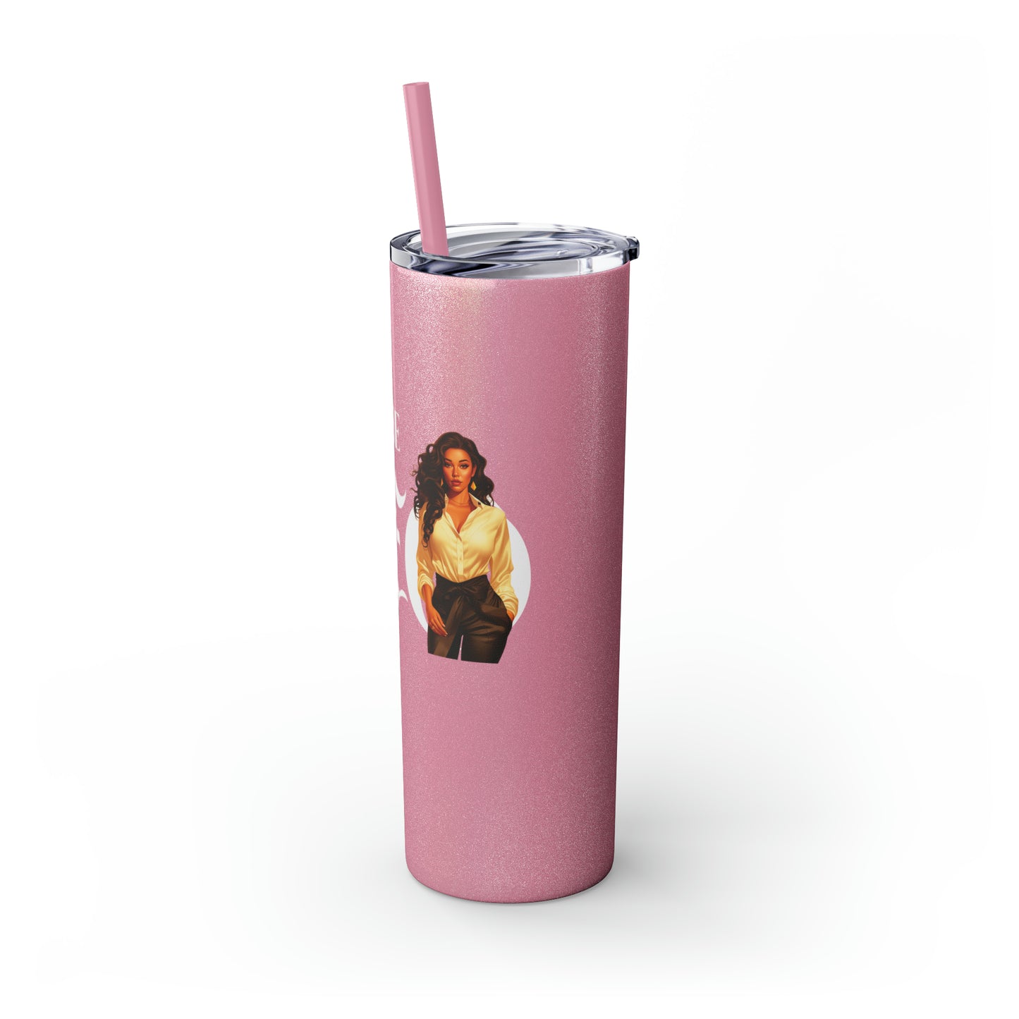 THE CEO: Lady Boss Graphic Skinny Tumbler with Straw, 20oz (Black, Black Glitter, Lilac, Magic Pink, Blush Pink, Dusty Rose - All Glitter Finishes)