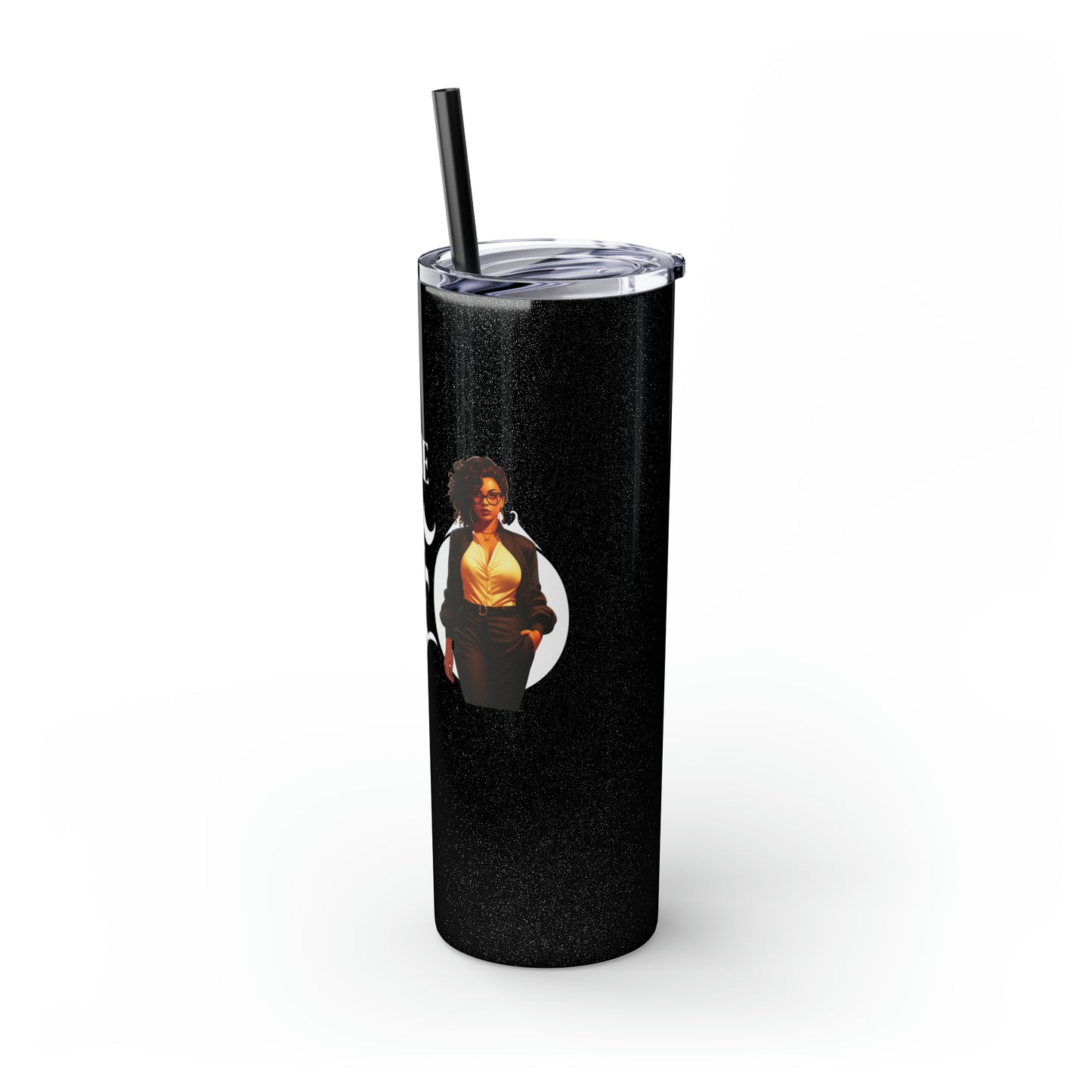 THE CEO: Lady Boss Graphic Skinny Tumbler with Straw, 20oz (Black, Black Glitter, Lilac, Magic Pink, Blush Pink, & Dusty Rose - All Glitter Finishes)