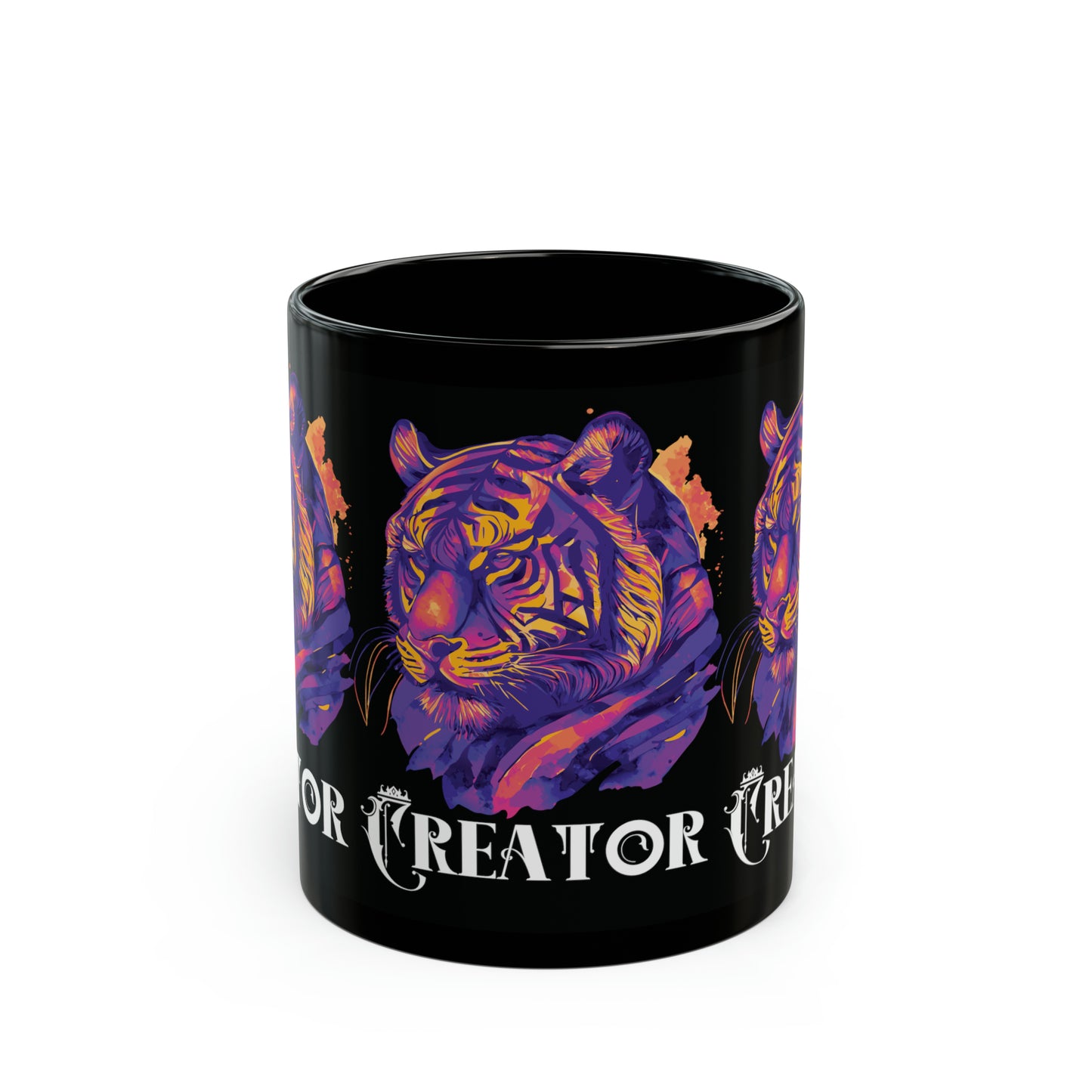 CREATOR: Tiger Graphic Glossy Black Mug (11oz, 15oz)