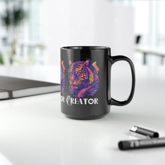 CREATOR: Tiger Graphic Glossy Black Mug (11oz, 15oz)