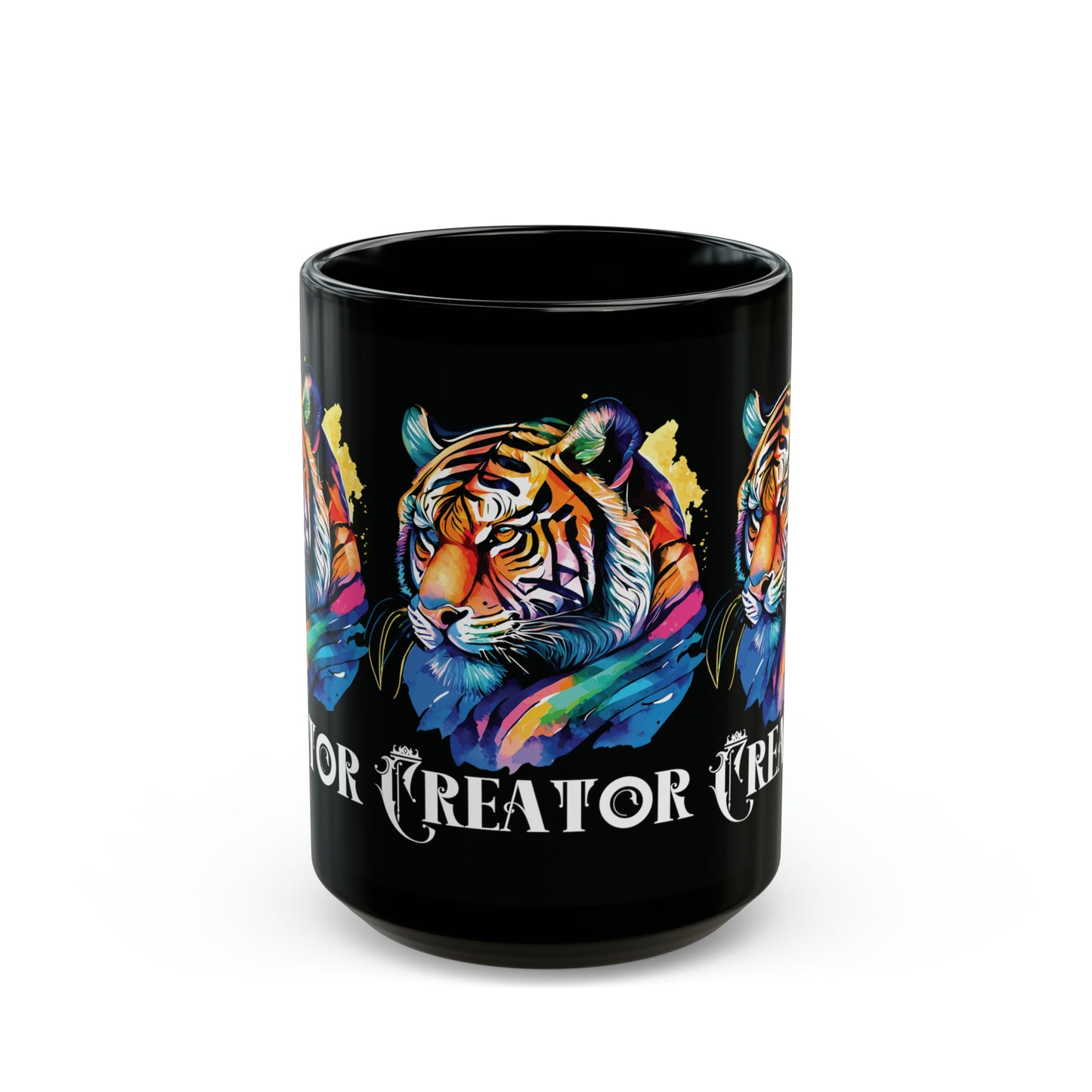 CREATOR: Tiger Graphic Glossy Black Mug (11oz, 15oz)