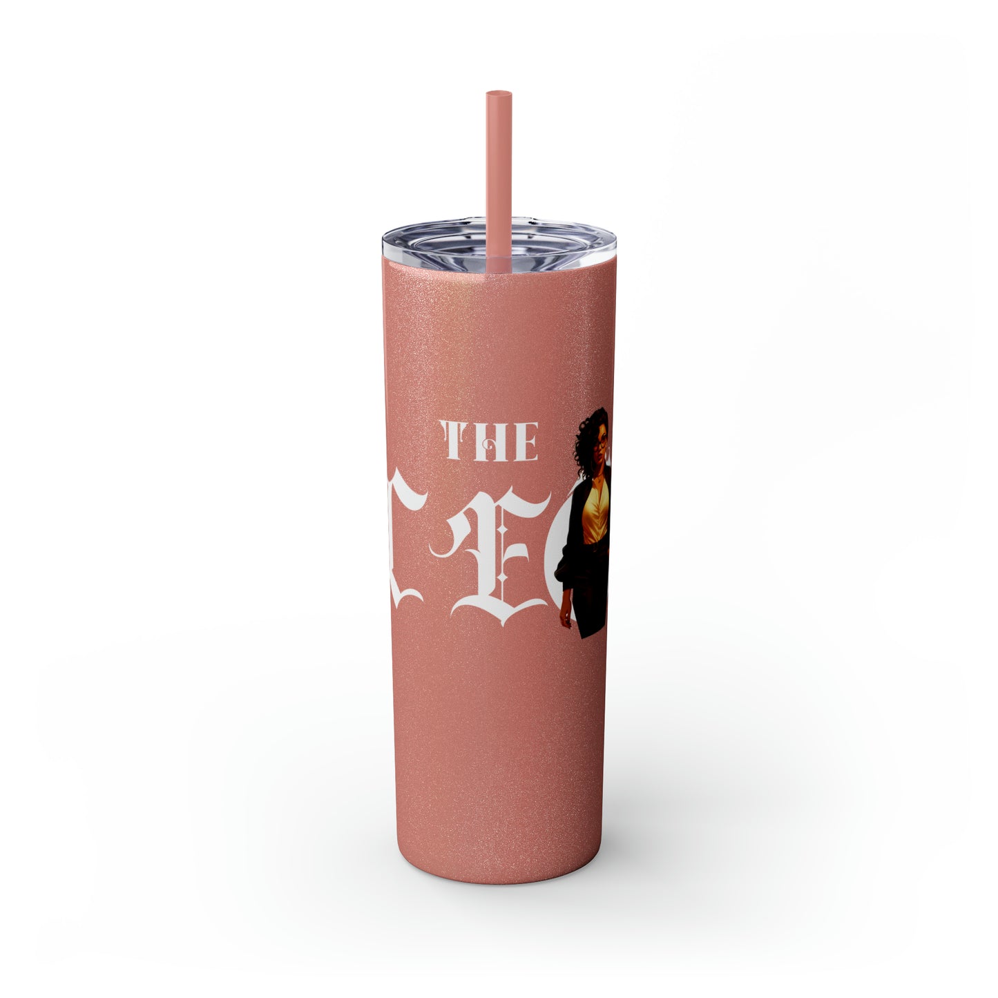 THE CEO: Lady Boss Graphic Skinny Tumbler with Straw, 20oz (Black, Black Glitter, Lilac, Magic Pink, Blush Pink, & Dusty Rose - All Glitter Finishes)