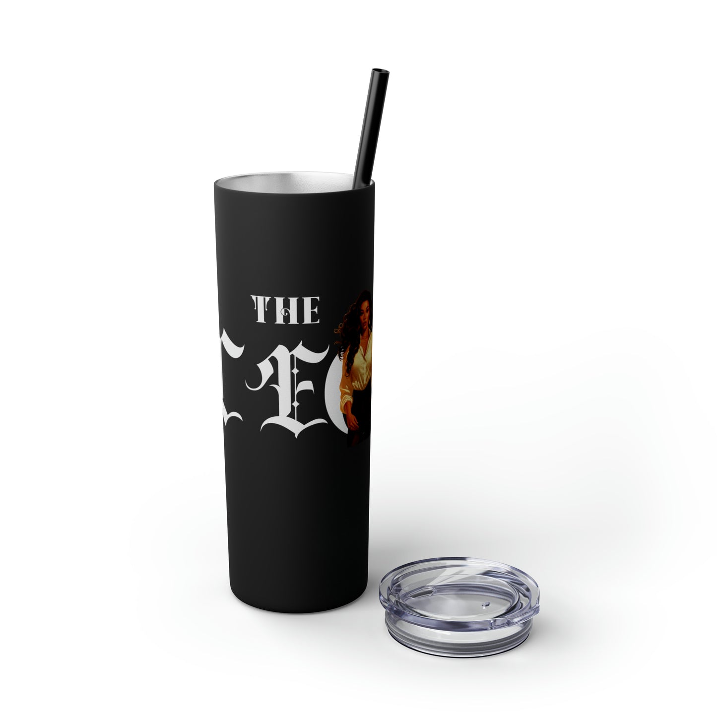 THE CEO: Lady Boss Graphic Skinny Tumbler with Straw, 20oz (Black, Black Glitter, Lilac, Magic Pink, Blush Pink, Dusty Rose - All Glitter Finishes)