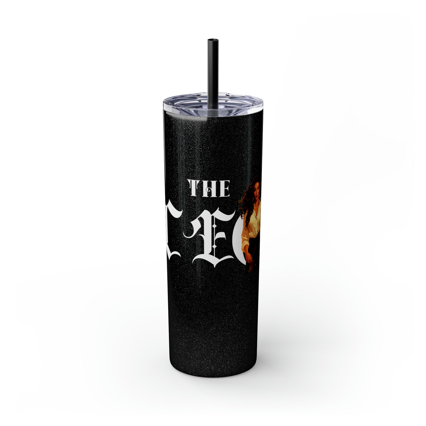 THE CEO: Lady Boss Graphic Skinny Tumbler with Straw, 20oz (Black, Black Glitter, Lilac, Magic Pink, Blush Pink, Dusty Rose - All Glitter Finishes)