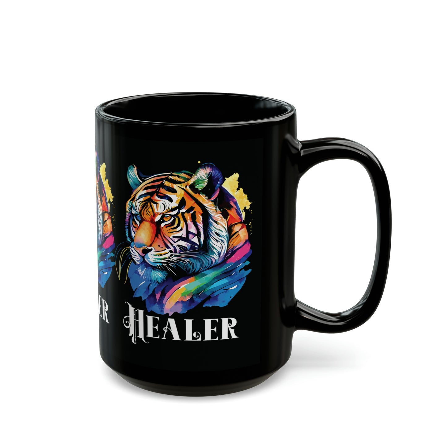 HEALER: Tiger Graphic Glossy Black Mug (11oz, 15oz)