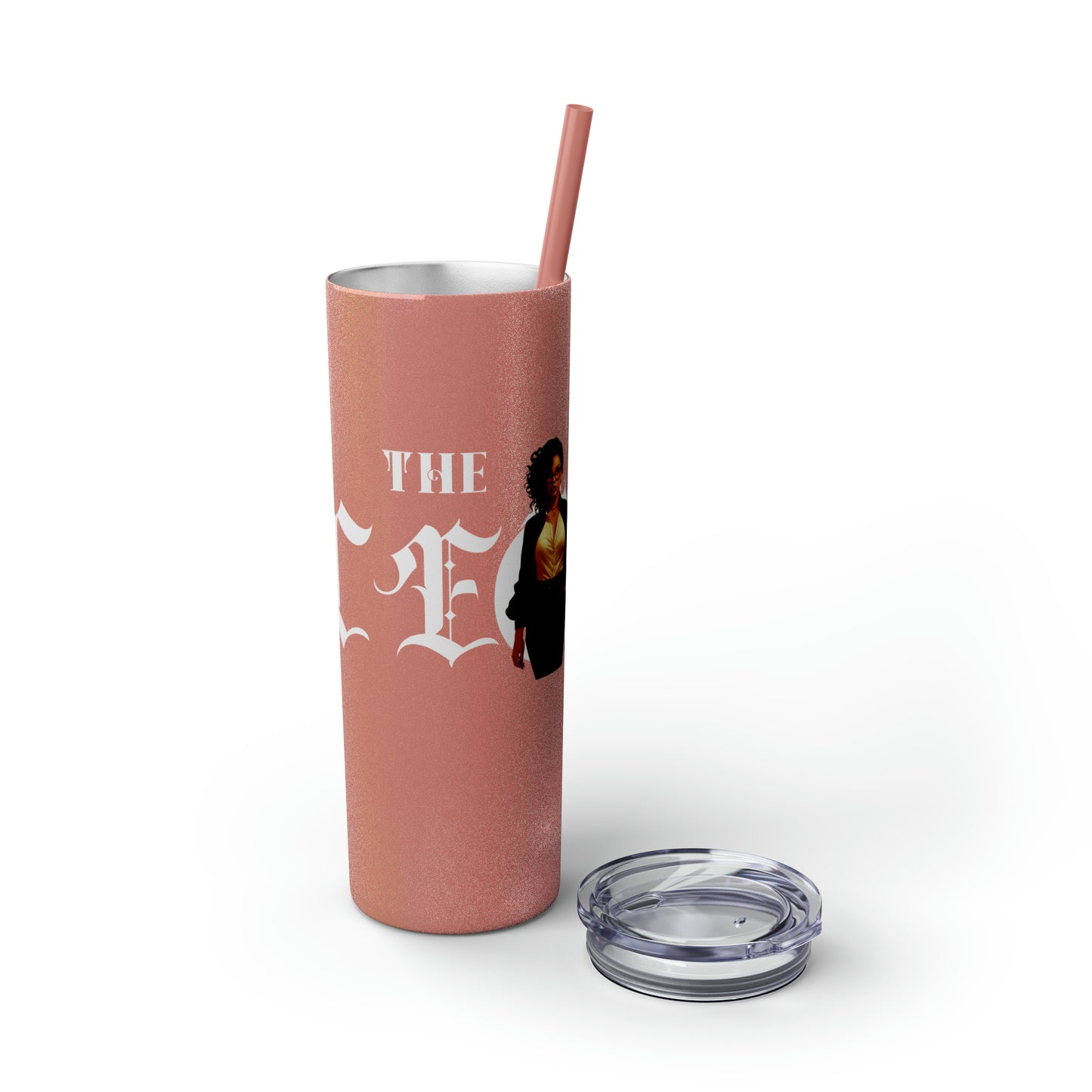 THE CEO: Lady Boss Graphic Skinny Tumbler with Straw, 20oz (Black, Black Glitter, Lilac, Magic Pink, Blush Pink, & Dusty Rose - All Glitter Finishes)