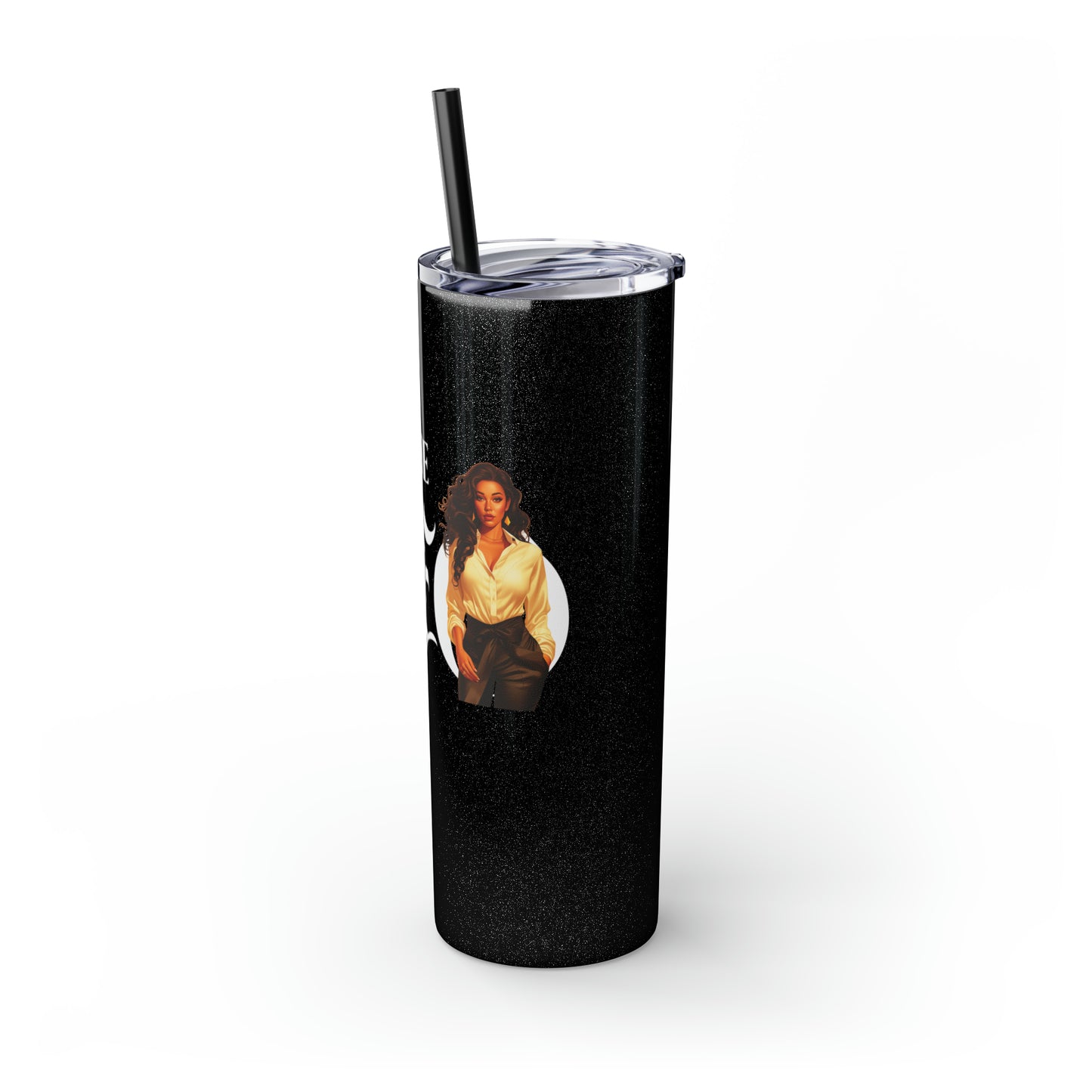 THE CEO: Lady Boss Graphic Skinny Tumbler with Straw, 20oz (Black, Black Glitter, Lilac, Magic Pink, Blush Pink, Dusty Rose - All Glitter Finishes)