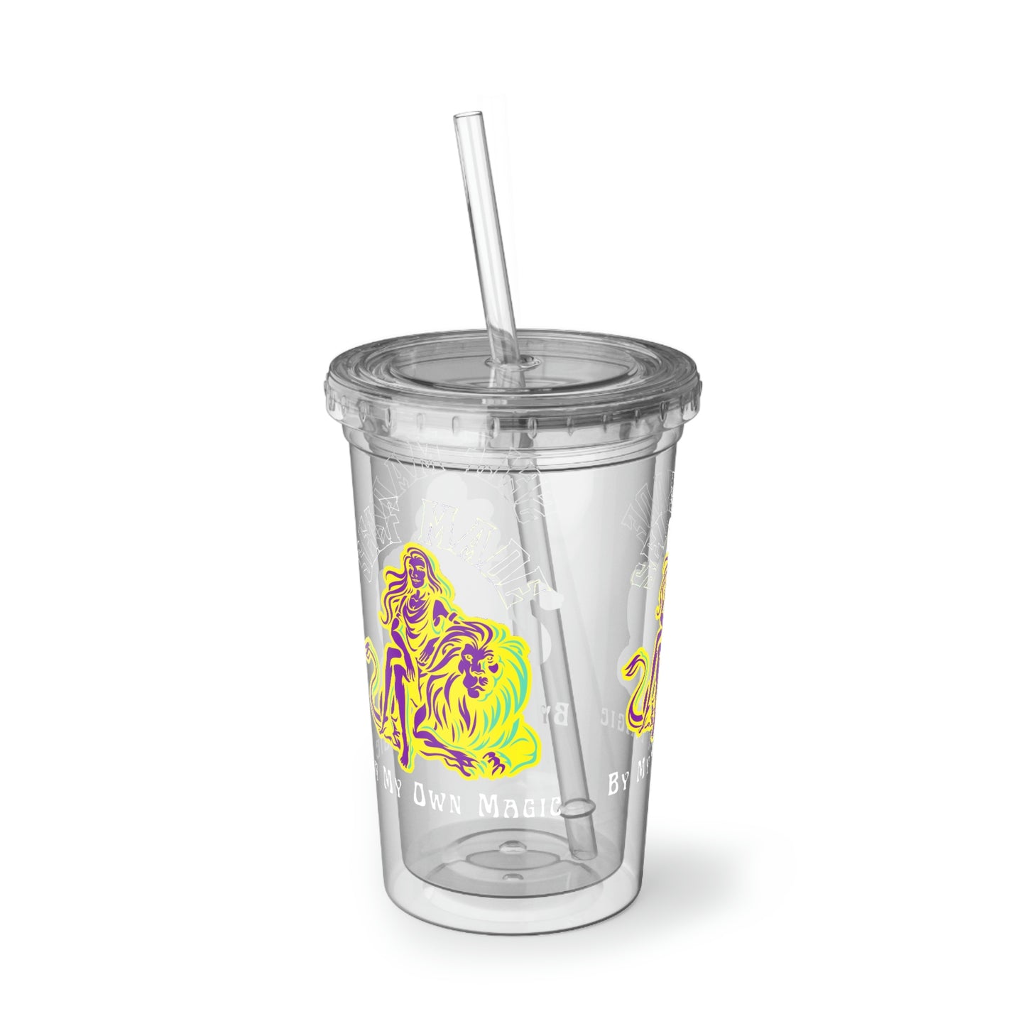 Retro Lady & Lion in Royal Purple: BPA Free Suave Acrylic Cup, 16oz (For Hot and Cold Drinks!)