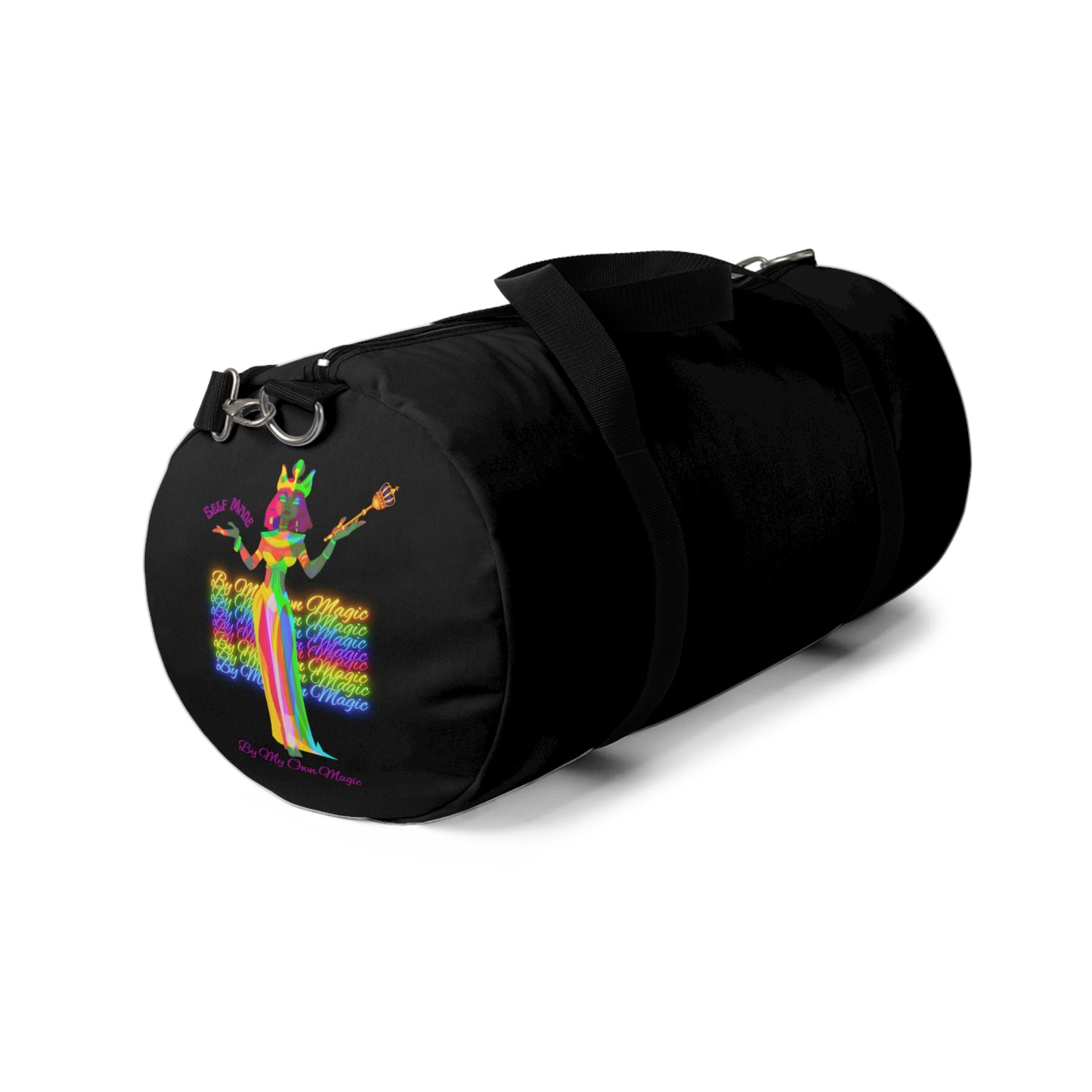 Durable Duffel Bag: The Psychedelic Empress Neon Sign in Royal Purple