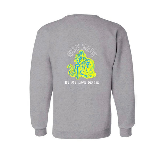 Retro Lady & Lion in Imperial Blue (Light Gray)