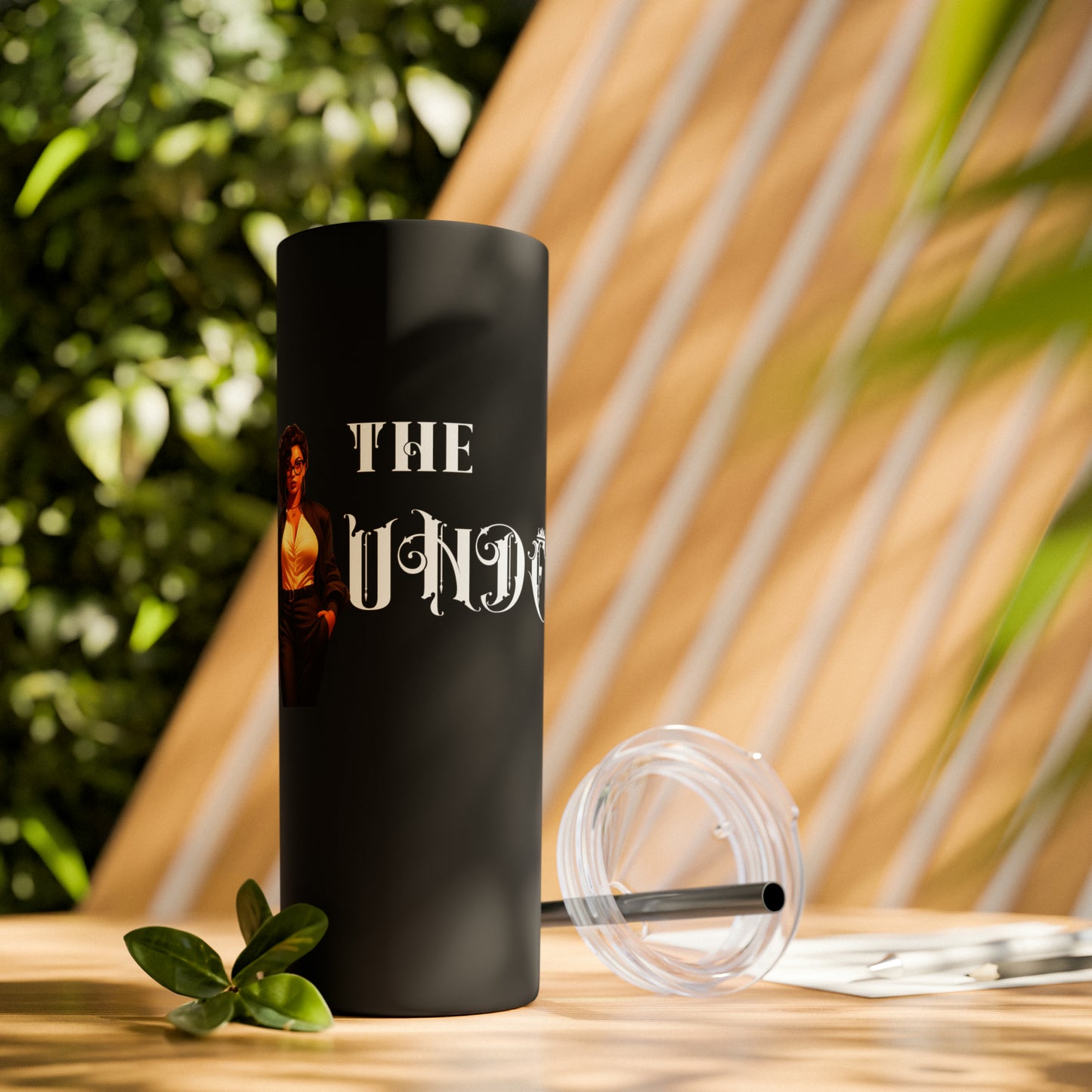 THE FOUNDER: Lady Boss Graphic Skinny Tumbler with Straw, 20oz (Black Matte Finish or Black Glitter Glossy Finish)