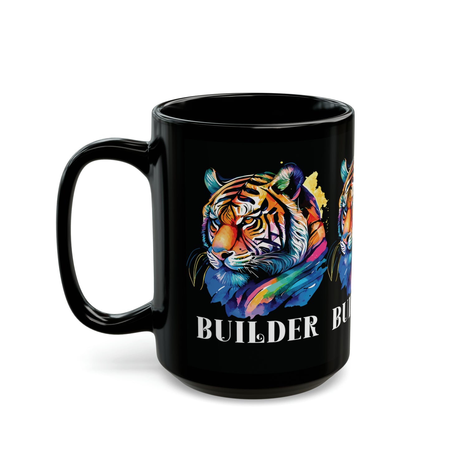 BUILDER: Tiger Graphic Glossy Black Mug (11oz, 15oz)