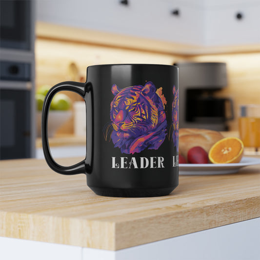 LEADER: Tiger Graphic Glossy Black Mug (11oz, 15oz)