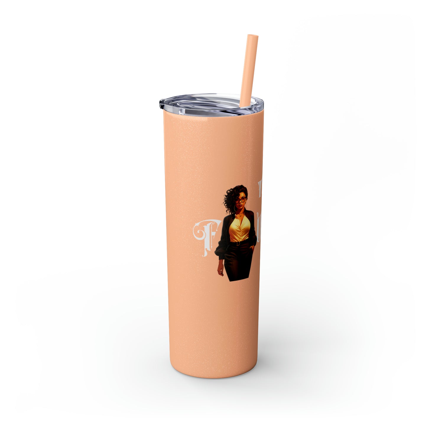 THE FOUNDER: Lady Boss Graphic Skinny Tumbler with Straw, 20oz (Black Matte Finish or Black Glitter Glossy Finish)