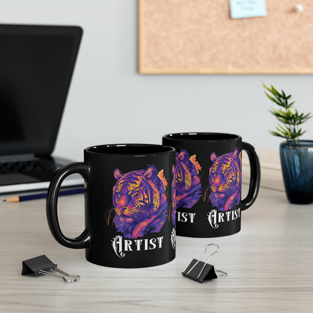 ARTIST: Tiger Graphic Glossy Black Mug (11oz, 15oz)