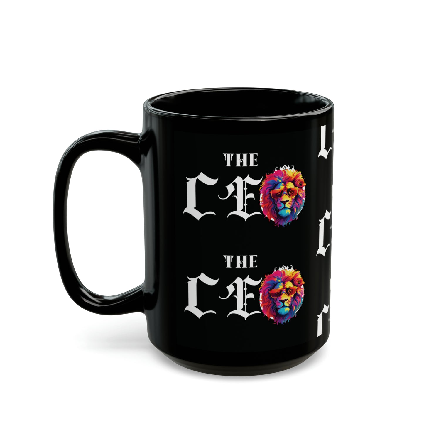 The CEO: Graphic Lion Glossy Black Mug (11oz, 15oz)