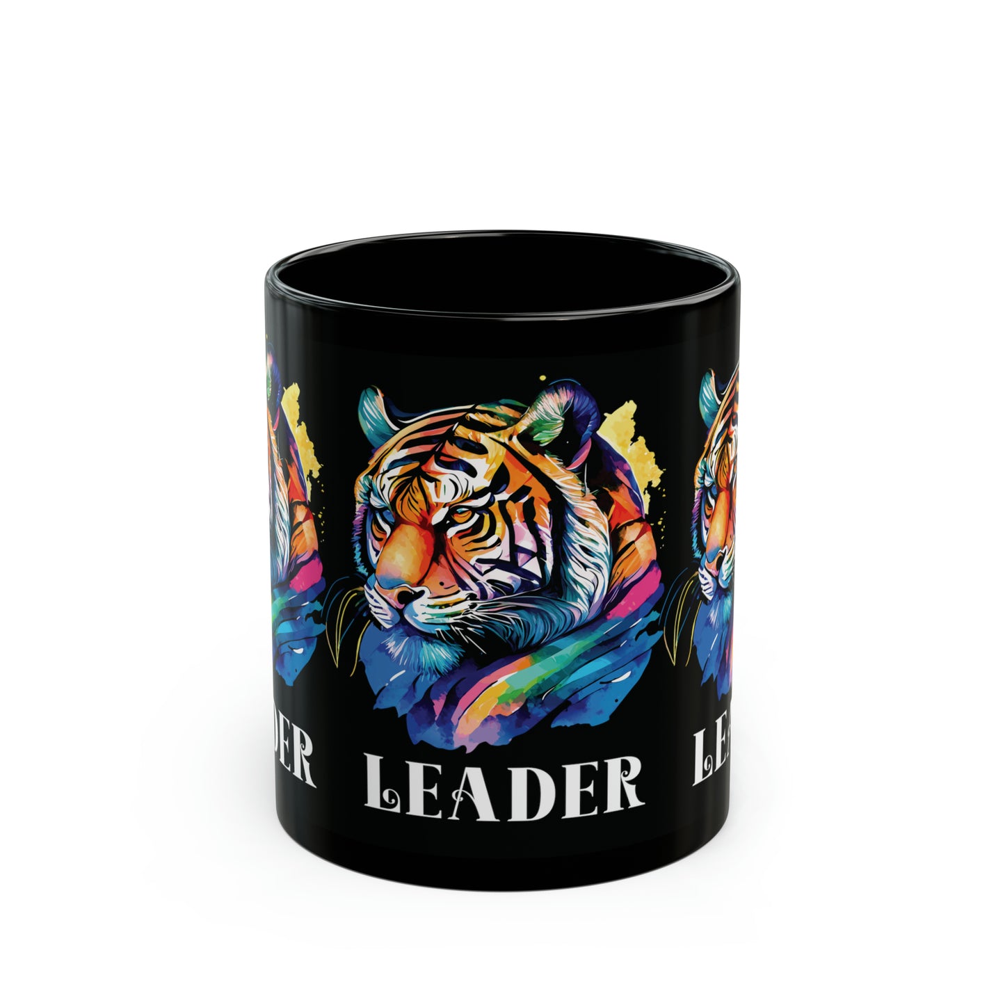 LEADER: Tiger Graphic Glossy Black Mug (11oz, 15oz)