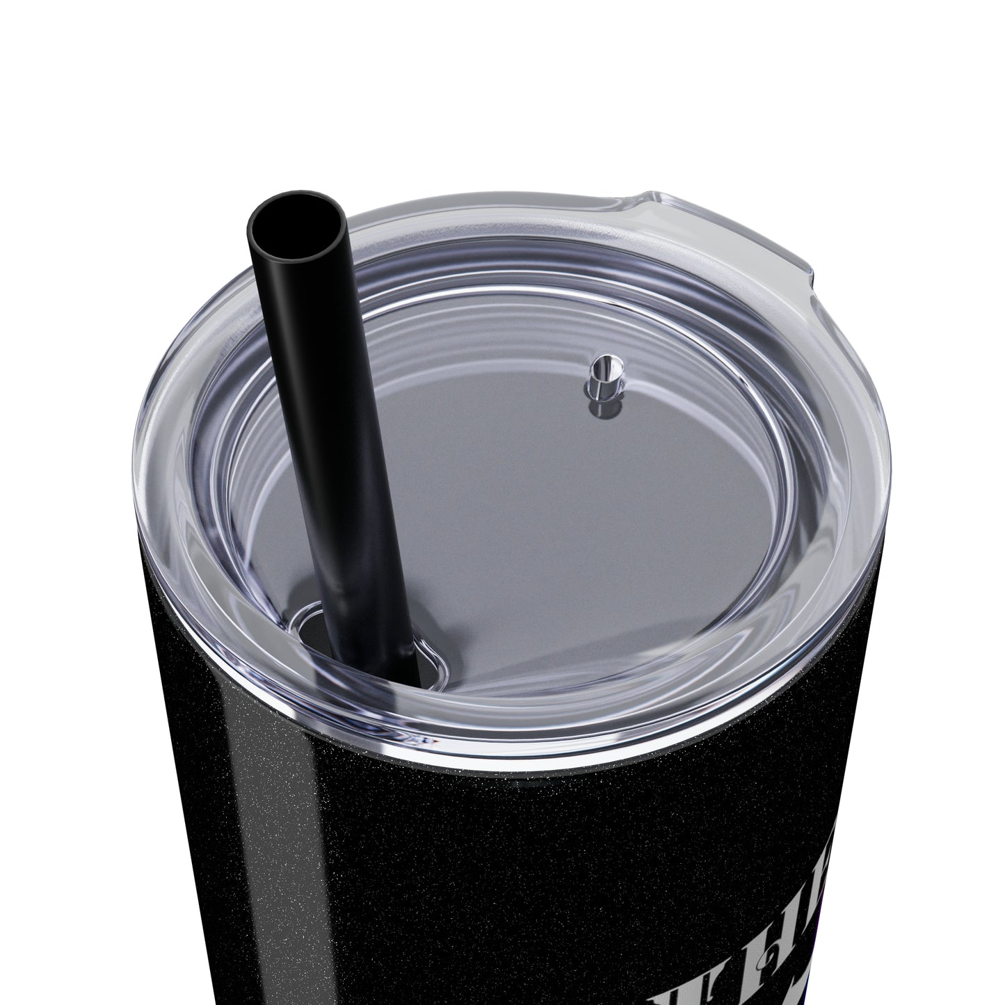 THE CEO: Lion Graphic Skinny Tumbler with Straw, 20oz (Black Matte Finish or Black Glitter Glossy Finish)