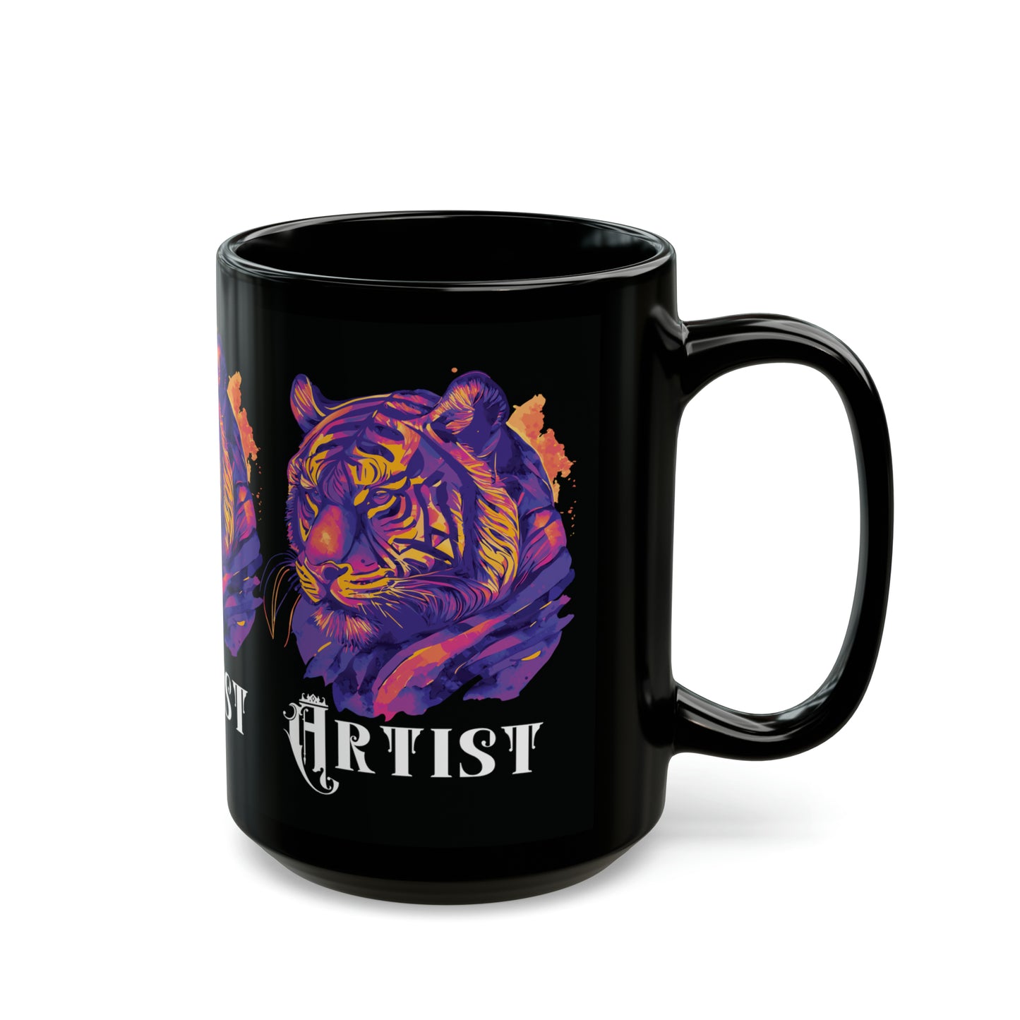 ARTIST: Tiger Graphic Glossy Black Mug (11oz, 15oz)