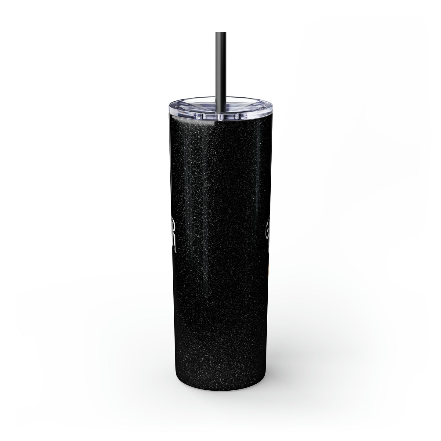 THE FOUNDER: Lady Boss Graphic Skinny Tumbler with Straw, 20oz (Black Matte Finish or Black Glitter Glossy Finish)