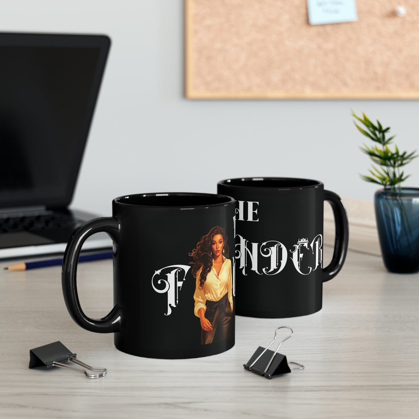 The Founder: Lady Boss Graphic Glossy Black Mug (11oz, 15oz)