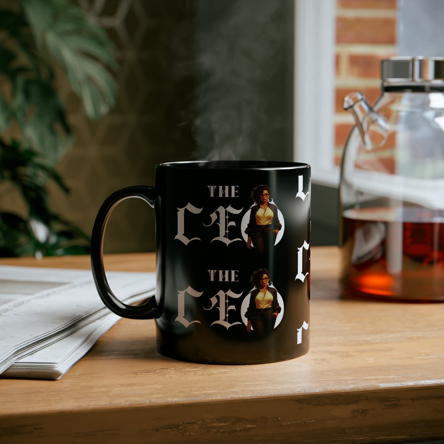 The CEO: Lady Boss Graphic Glossy Black Mug (11oz, 15oz)