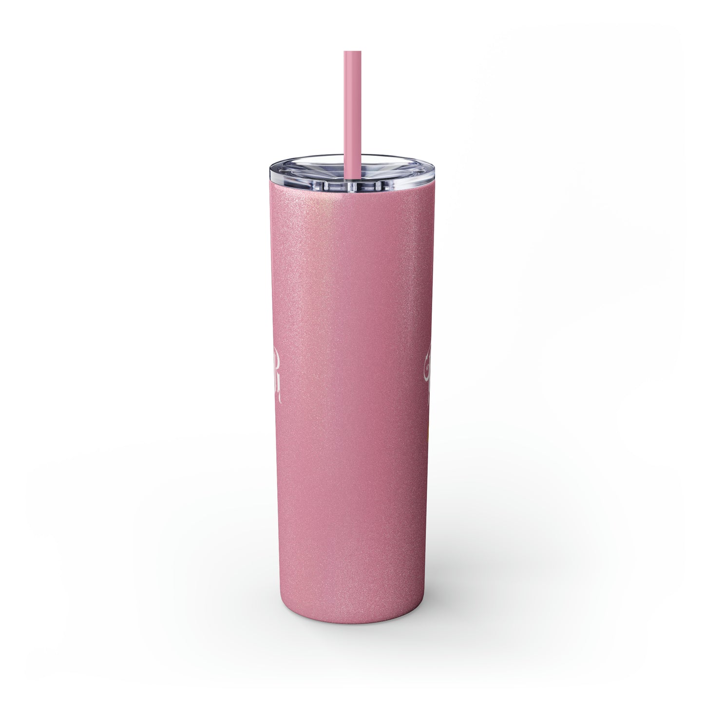 THE FOUNDER: Lady Boss Graphic Skinny Tumbler with Straw, 20oz (Black Matte Finish or Black Glitter Glossy Finish)