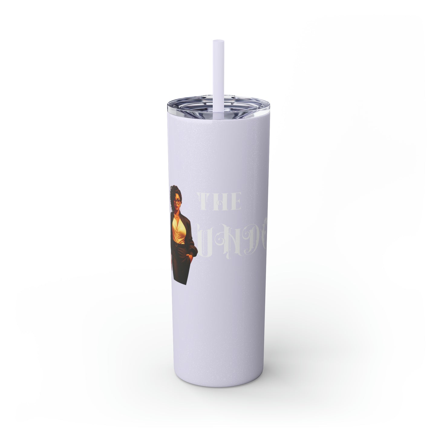 THE FOUNDER: Lady Boss Graphic Skinny Tumbler with Straw, 20oz (Black Matte Finish or Black Glitter Glossy Finish)