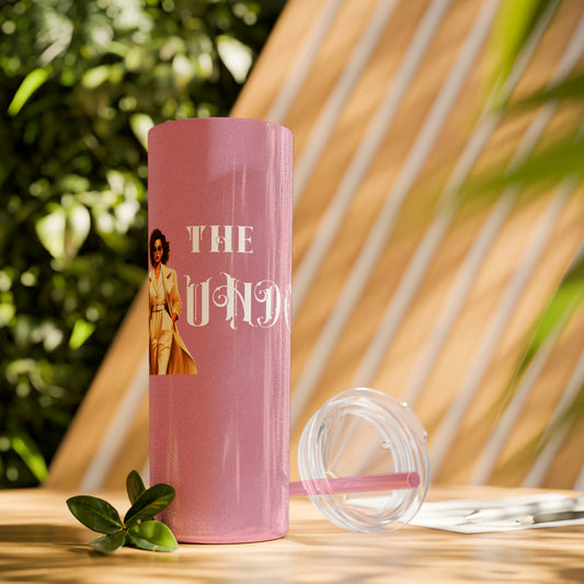 THE FOUNDER: Lady Boss Graphic Skinny Tumbler with Straw, 20oz (Black Matte Finish or Black Glitter Glossy Finish)