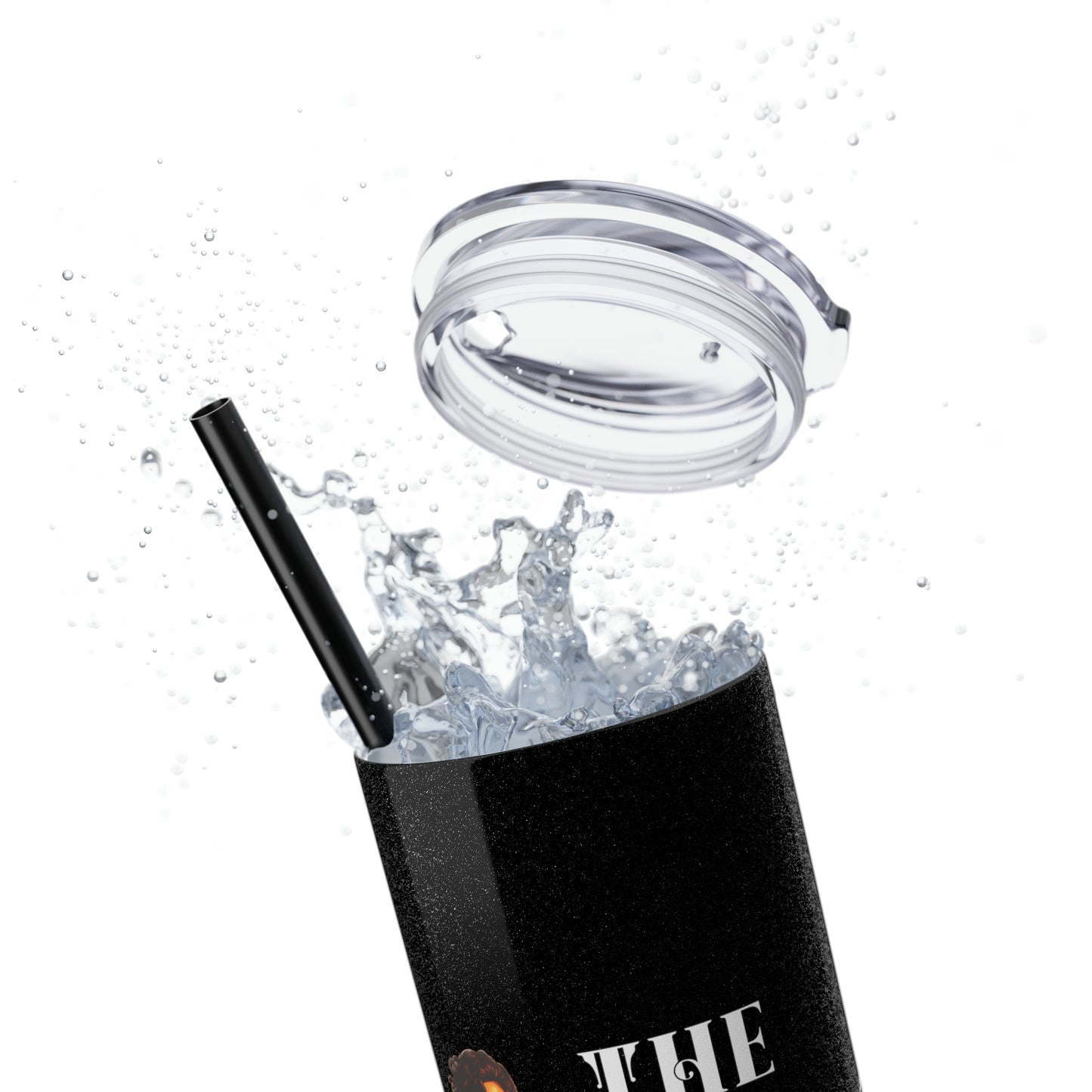 THE FOUNDER: Lady Boss Graphic Skinny Tumbler with Straw, 20oz (Black Matte Finish or Black Glitter Glossy Finish)