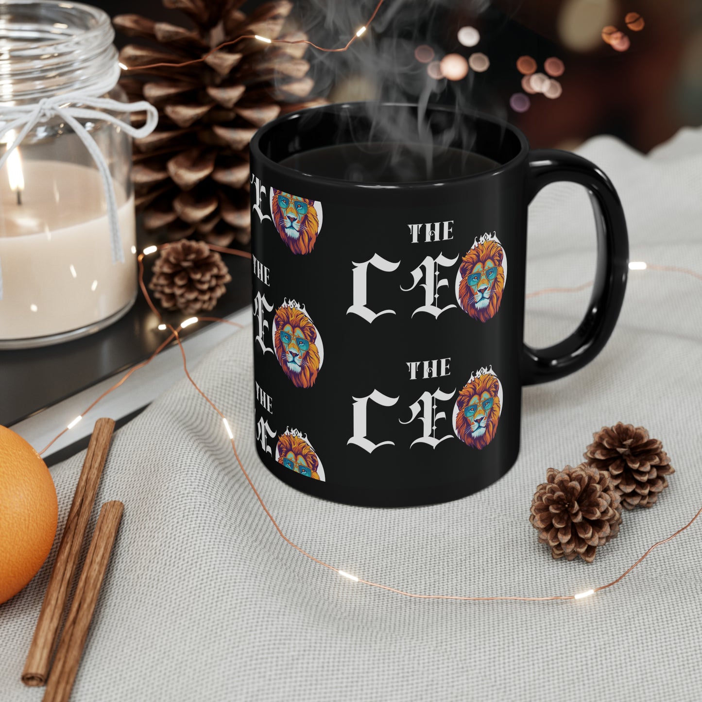 The CEO: Lion Graphic Glossy Black Mug (11oz, 15oz)