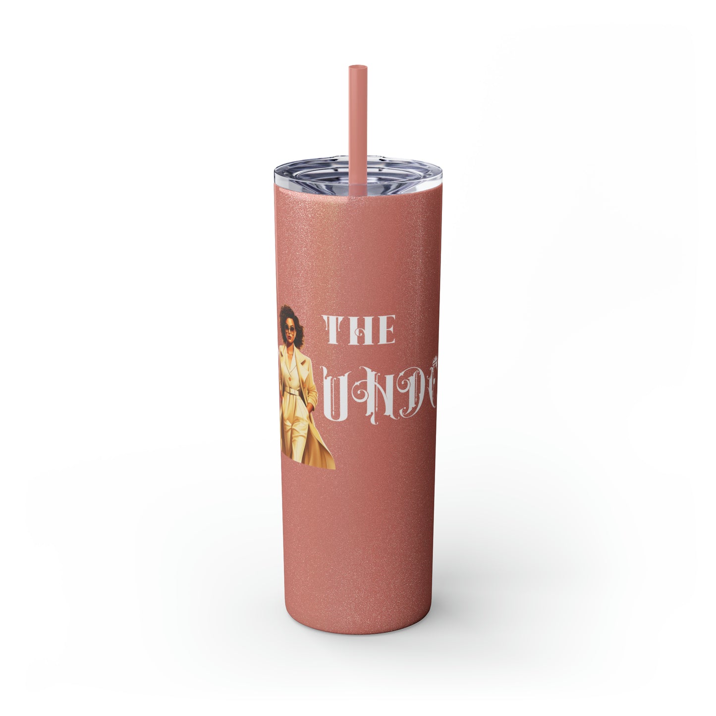 THE FOUNDER: Lady Boss Graphic Skinny Tumbler with Straw, 20oz (Black Matte Finish or Black Glitter Glossy Finish)