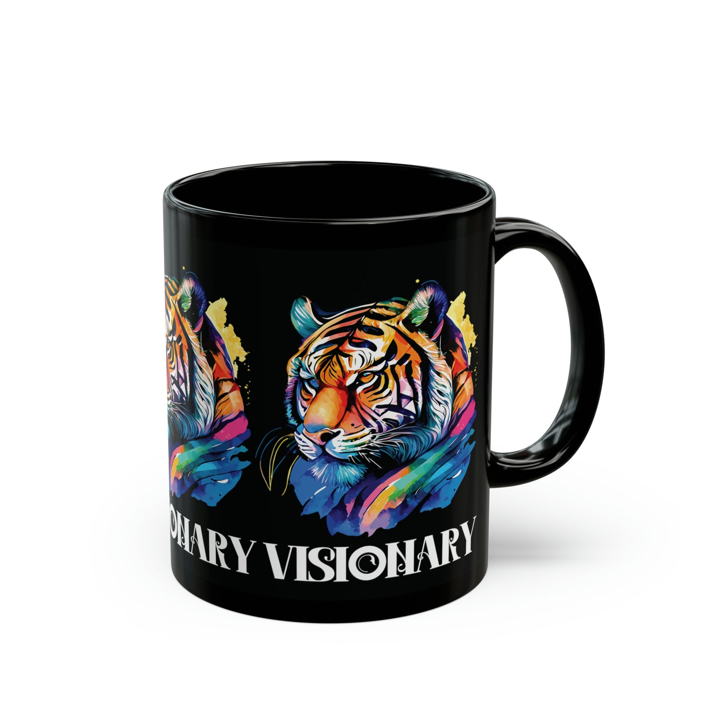 VISIONARY: Tiger Graphic Glossy Black Mug (11oz, 15oz)